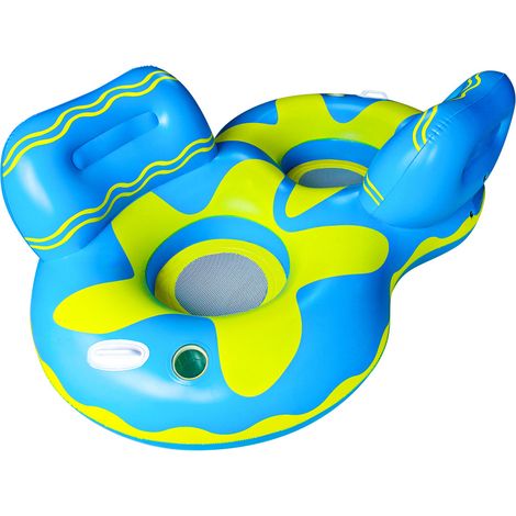 Lit Flottant Gonflable Hamac à Eau Flottant Lit Gonflable avec Porte-gobelet Mignon Jouets pour Adultes et Enfants Ananas Bleu 1pc 185x115x66cm (1/2)