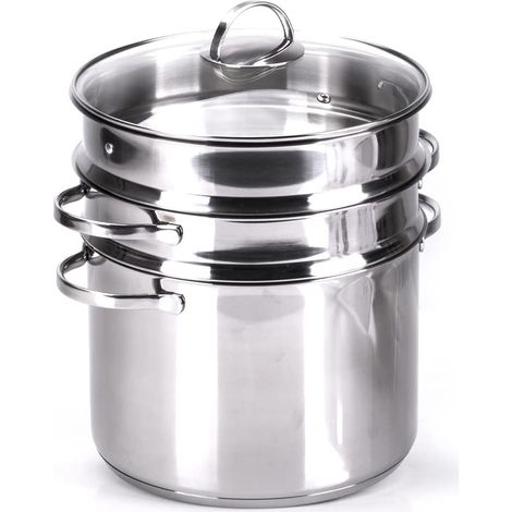 Moneta Pastaiola Allegro Inox 24 cm 7 litri, con doppio cestello, scolapasta e cestello vapore. Per tutti i fuochi, compresa induzione., A01A167502 (1/4)