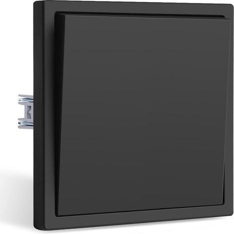 Interrupteur d'éclairage encastré - 1 compartiment - 1 voie - Noir mat - Interrupteur mural - 80 mm Interrupteur mural avec cadre PC, 10 A, 250 V, montage facile (1/5)