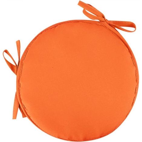 1 round orange garden chair cushion, 38 cm in diameter - Outdoor, Stool, Patio, Dining Room - Large cushion (1/5)
