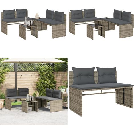 4-tlg. Garten-Sofagarnitur mit Kissen Grau Poly Rattan - Gartenmöbel - Outdoor-Möbel - Esstischgarnitur - Lounge Set - Rattan Gartenmöbel - Home & Living (1/5)