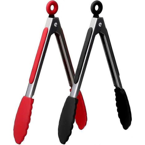 Pinzas de silicona, paquete de 2, 23 cm de largo, mango antideslizante de acero inoxidable con buen agarre – Smart