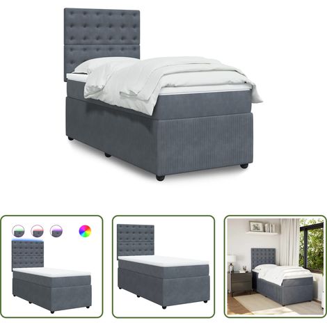 vidaXL Matelas à ressorts ensachés - Sommier à lattes de lit avec matelas Gris foncé 100x200 cm (1/5)