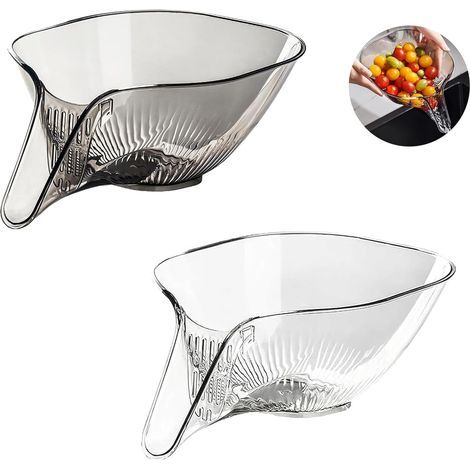 Lot de 2 paniers égouttoirs multifonctionnels pour fruits et légumes. pour le lavage et l'évacuation des eaux usées de l'évier.