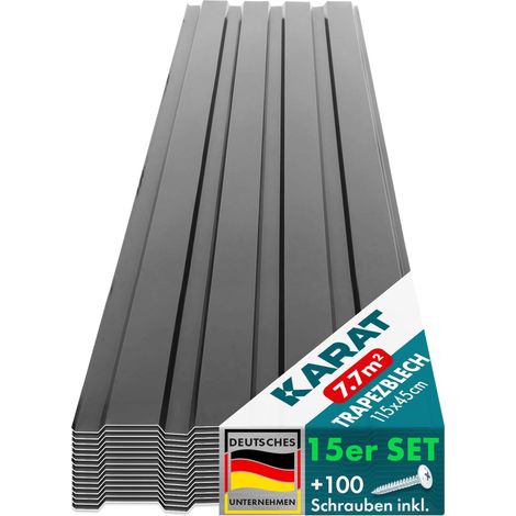 Trapezblech Wand- & Dachverkleidung Profilblech Dunkelgrau 15 Stück 115 x 45 cm
