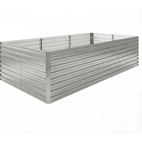 Jardinière surélevée galvanisée gris argenté 240x120x60 cm, bac extérieur à fond ouvert avec bord de sécurité (1/5)