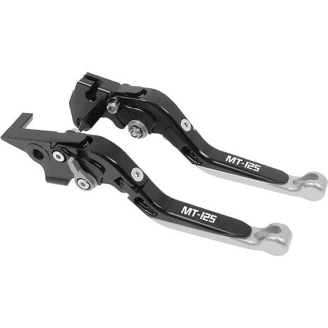 Leviers de frein et d'embrayage réglables, pliables et usinés CNC pour moto Yamaha MT125 (2014-2021) - Poignées extensibles - Argent - 3 (1/5)
