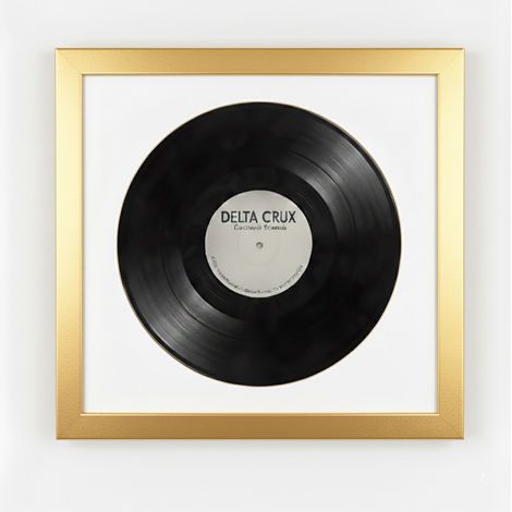 K-Möbel Cadre Vinyle Or 40x40cm Passe-partout Blanc Bois Massif