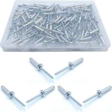 Lot de 60 rivets aveugles en aluminium - 4,8 x 20 mm - Grande bride - Rivets pop en aluminium pour véhicules, meubles, équipement mécanique - Argenté (1/5)