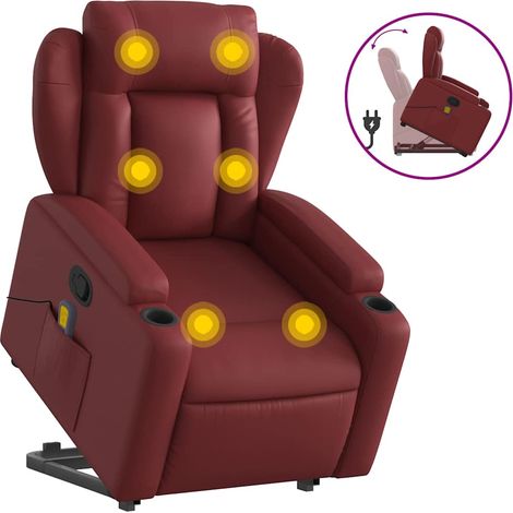 Maison Exclusive - Massagesessel mit Aufstehhilfe Weinrot Kunstle