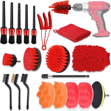 Kit de 21 brosses de nettoyage pour le lavage et le nettoyage des pneus et des jantes de voiture (1/5)