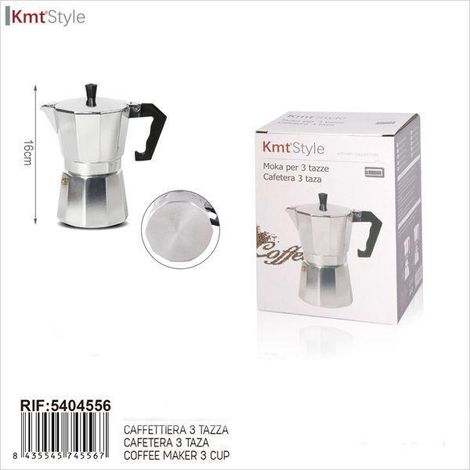 3 tazas cafetera aluminio italiana clasica kmt style ,