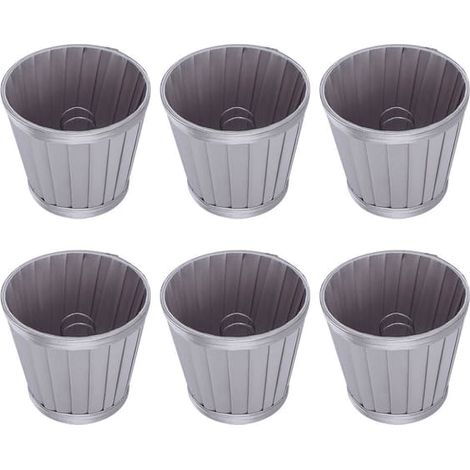 Lot de 6 abat-jour en tissu métal gris argenté pour lustre E14 (14 mm), applique murale ou lampe de table (8,5/12 cm x 11 cm). (1/5)