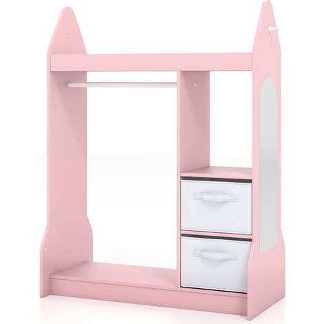 Armadio per bambini con specchio - Rosa, 107 cm
