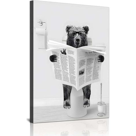 Poster da parete senza cornice 60x90 cm con motivo orso che legge il giornale