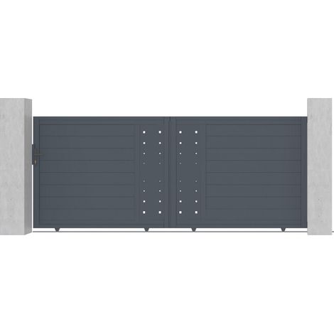 Portail coulissant aluminium 350x142 cm anthracite X-Metal (1/5)