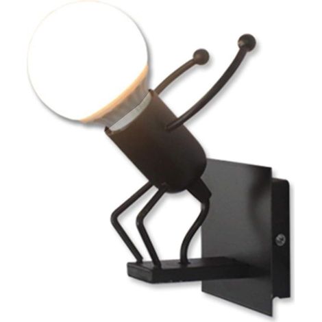 E27 (Ampoule non incluse) Creative Belle Nain Lampe de Murale Industriel Rétro Noir Métal Applique Murale (1/5)