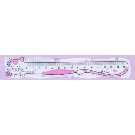 Règle droite en forme de chat mignon, outil mesure souple 15 cm (1/5)
