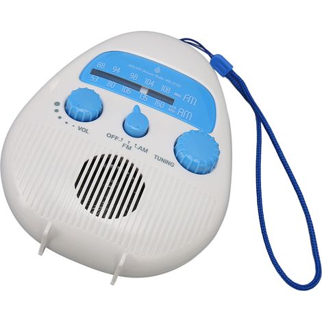 Radio Salle De Bain - AM FM Etanche - Haut-Parleur Intégré - Alimentation Sur Piles - Matériau ABS - 1 Pièce