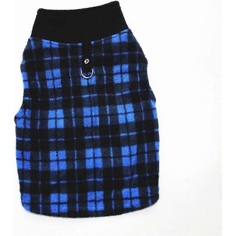 Warme Fleece-Hundebekleidung für Herbst und Winter, verdickte Weste, Mantel, für kleine und mittlere Hunde, T-Shirt-Kostüm, karierte Jacke mit Zugring, Größe 14 (1/5)