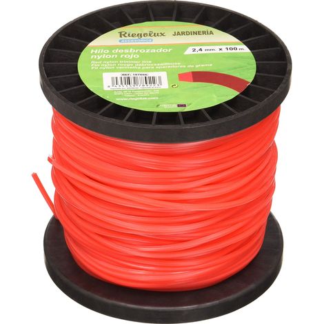 Riegolux 107666 Filo Decespugliatore Nylon Quadrato, rosso, 2.4 mm x 100 m