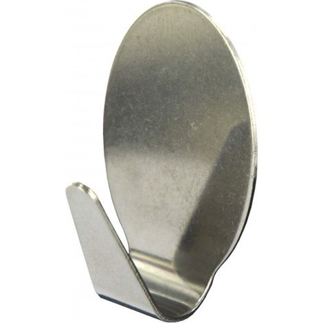Gancio decorativo ovale adesivo, H.40 mm, L.27 mm, acciaio inox, 1 pezzo.