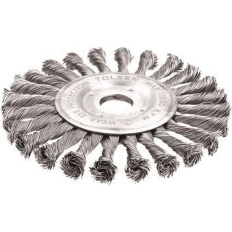 CEPILLO CIRCULAR DE ACERO CON ALAMBRE TRENZADO 125MM TOLSEN