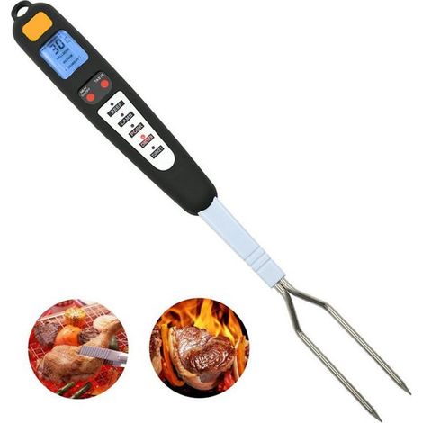 Termometro digitale per carne e griglia con forchetta da cucina, visualizzazione istantanea, due sonde, display a LED, facile da pulire (1/5)