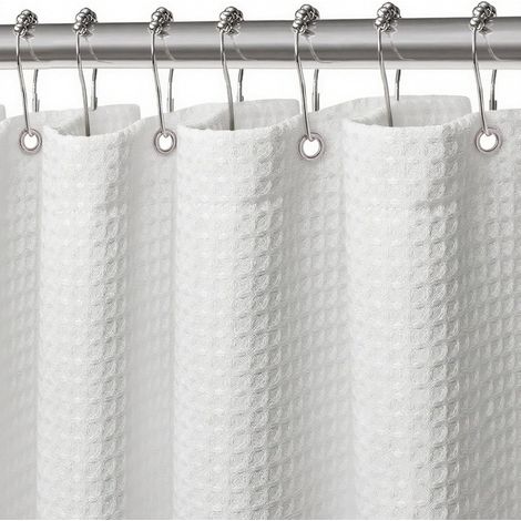 Rideau de douche, rideau de douche à structure gaufrée, rideau de salle de bain en polyester lavable en machine, rideau de salle de bain imperméable, 180 x 180 cm (blanc) (1/5)