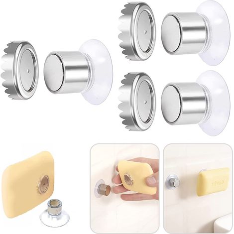 Lot de 3 Porte-Savon Magnétique à Ventouse  Porte Savon Aimanté Douche Mural Acier Inoxydable Support Mural sans Perçage Salle Bain Cuisine WC (3PCS-Cylindrique) 31 x 16 cm