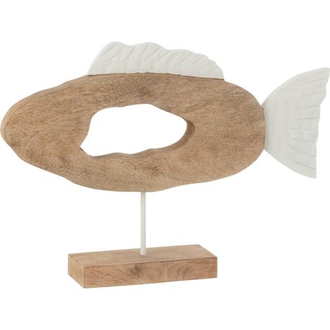 Statuette Poisson Ovale en Bois "Vernon" 36cm Naturel