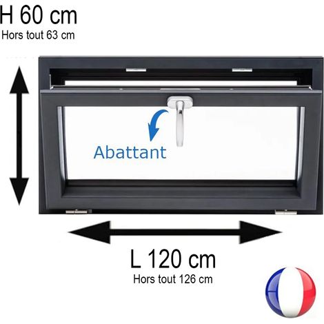 Fenêtre PVC abattant 1 vantail anthracite H 60 x L 120 cm avec poignée pour pose en neuf (1/5)
