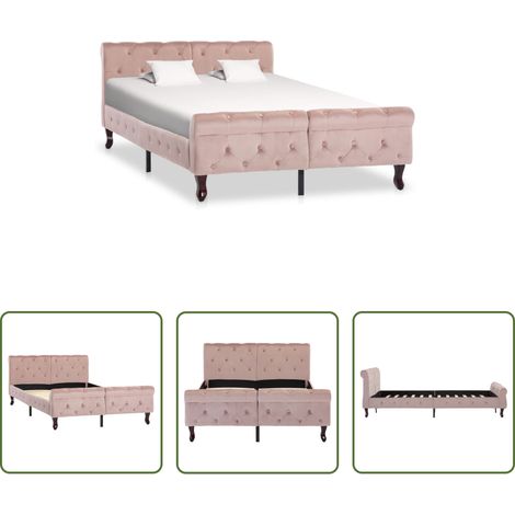 vidaXL Polsterbett - Bettgestell Rosa Samt 120x200 cm (1/5)