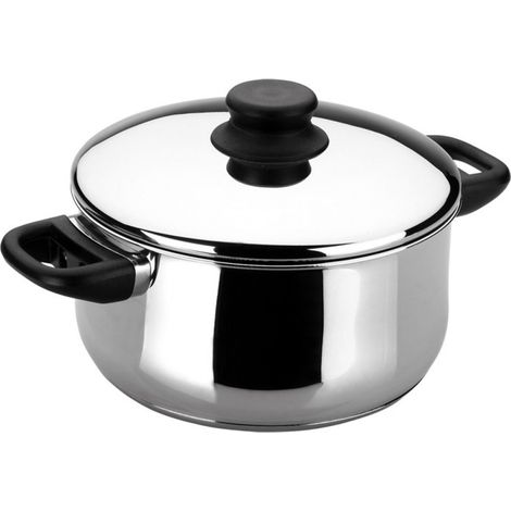 Casserole Lacor 20 cm en acier inoxydable avec couvercle  Compatible tous feux  Capacité 2 L et hauteur 10 cm  Lavable au lav (1/5)