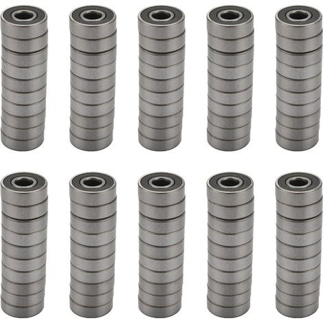 Paquet de 200 Roulements À Billes 608- - Roulements À Billes Gorge Profonde Miniature Scellée en Caoutchouc Double pour Planches À roulettes, Scooters (8 mm x 22 mm x 7 mm) (1/5)