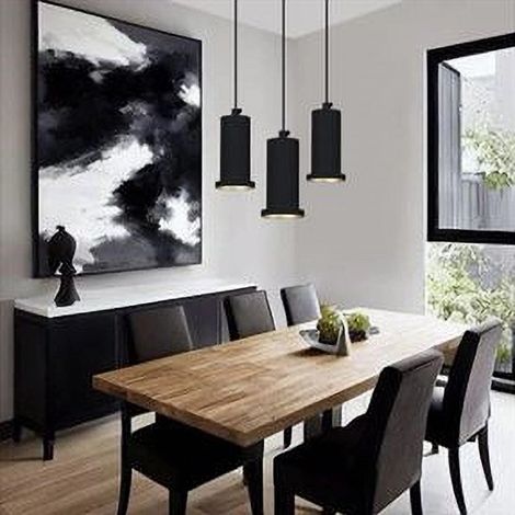 TrAdE Shop Traesio - Lampadario A Sospensione Moderna Contemporaneo Nero Oro Portalampada Pendente E27 33825 - (1/4)