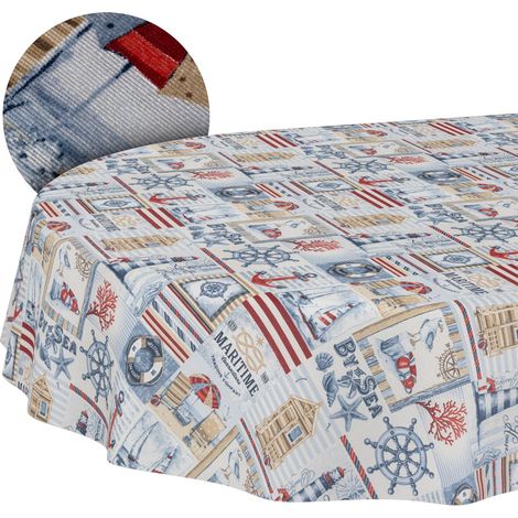 Nappe enduite Maritime Ovale 180x140 cm intérieur/extérieur (1/5)
