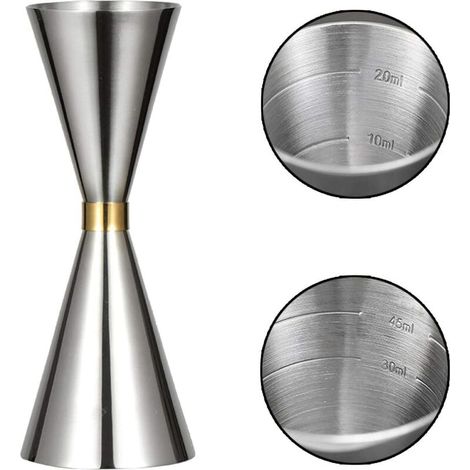Doseur Cocktail, PTN Doseur à Cocktail Double Face en Acier Inoxydable, Tasse à Mesurer en Argent Pour Barman Professionnel 30 ml x 60 MlVerres Doseurs Coupe