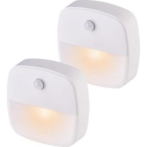 Juego de dos luces nocturnas con sensor de movimiento, luz blanca cálida de 3000K, ideal para habitaciones infantiles, baños y pasillos. (1/2)