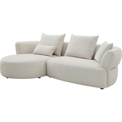 Canapé d'angle gauche en tissu chenille beige CUSAVA de Maison Céphy (1/5)