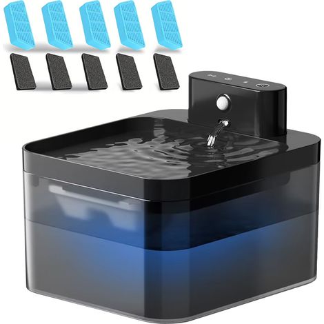 Fontaine à eau automatique sans fil 2,2 L pour chat et chien – Capteur infrarouge, batterie 2600 mAh, distributeur d’eau intelligent pour animaux (1/5)