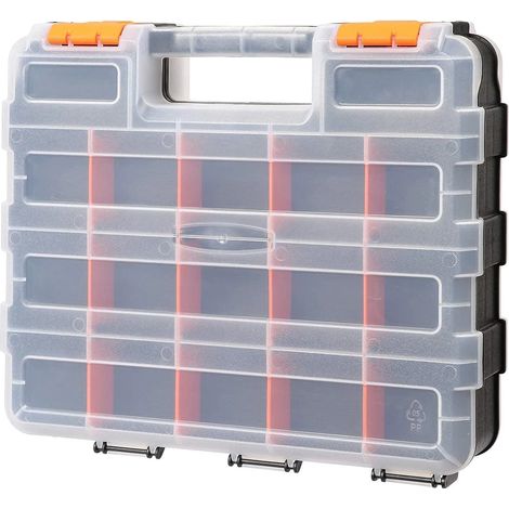 Organiseur d'outils double face en polymère résistant aux chocs avec séparateurs amovibles et personnalisables en plastique, boîte de rangement pour vis et écrous (1/5)