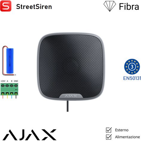 44411 - Superior - StreetSiren Fibra - Sirena cableada de exterior - color black - Ajax seguridad profesional