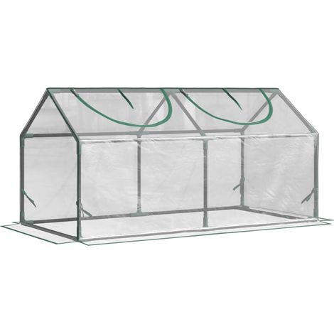 Pour semis et jeunes plants, serre de jardin transparente 120x60x60 cm pour potager, avec fenêtre à fermeture zippée (1/5)