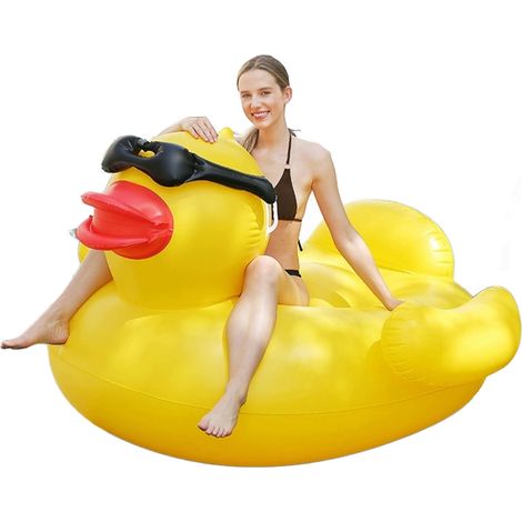 Matelas gonflable géant de 200 cm en forme de canard pour piscine, idéal pour la plage et les fêtes d'été. Décoration parfaite pour enfants et adultes. (1/3)