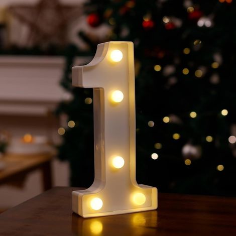 Luminaire Numérique LED - Affichage Chiffres Personnalisable - Décoration Fêtes Noël Nouvel An - Intérieur Extérieur - 16 cm - 1 Pièce (1/3)