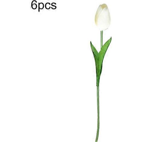 Bouquet de 6 tulipes artificielles réalistes pour décorer votre maison, votre jardin ou une fête.blanc (1/5)