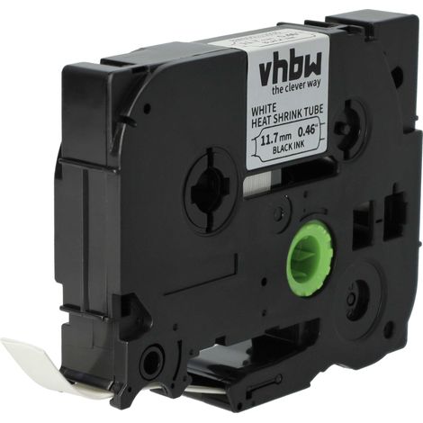 vhbw Label Tape compatible with Brother P-Touch PT-P900W Label Printer 11.7mm, Black on White, Heat Shrink Tape, 11.7mm