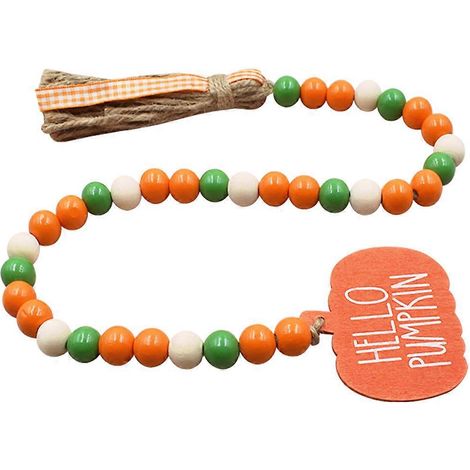 Guirlande de perles en bois multicolores pour décoration suspendue, 2 pendentifs rustiques (1/5)