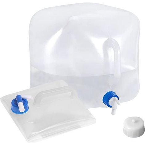 Tanica d'acqua pieghevole, riutilizzabile, contenitore per acqua potabile pieghevole da 10 litri con rubinetto, borraccia portatile con maniglia, senza BPA per uso esterno (1/5)